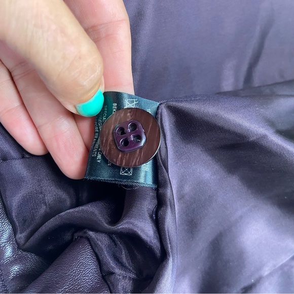 Vintage Leather Jacket Diba Ruffle Fitted Dark Plum M - Picture 12 of 16